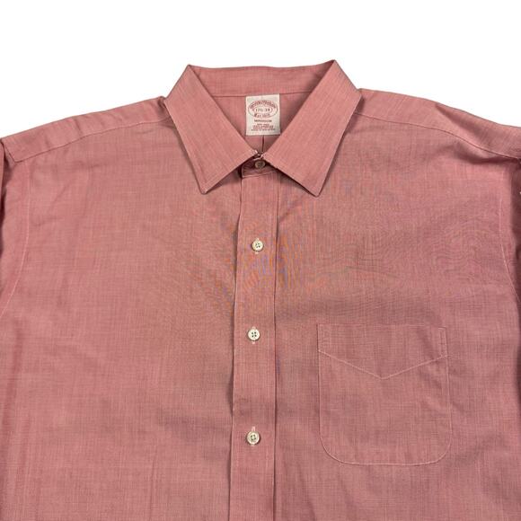Brooks Brothers Madison Men's 17.5/34 Button Down Shirt Pink Non-iron Supima - Picture 2 of 6